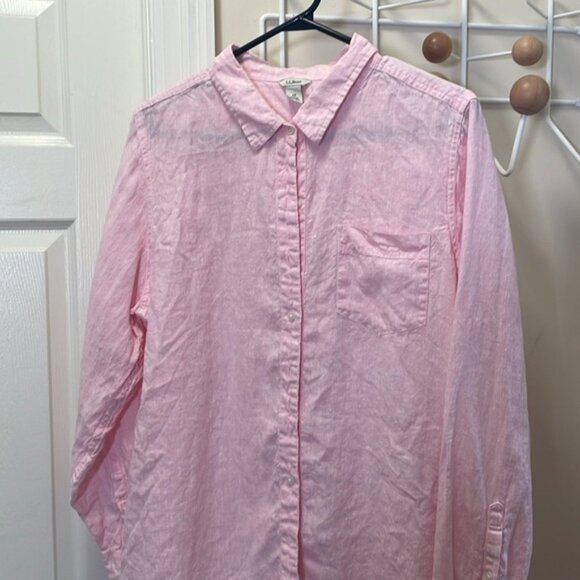 L.L Bean - Linen Casual Button Down - Pink - XL - Picture 2 of 9